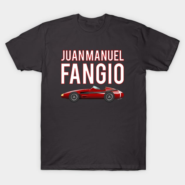 Maserati 250 F - Juan Manuel Fangio Illustration T-Shirt by Burro Wheel